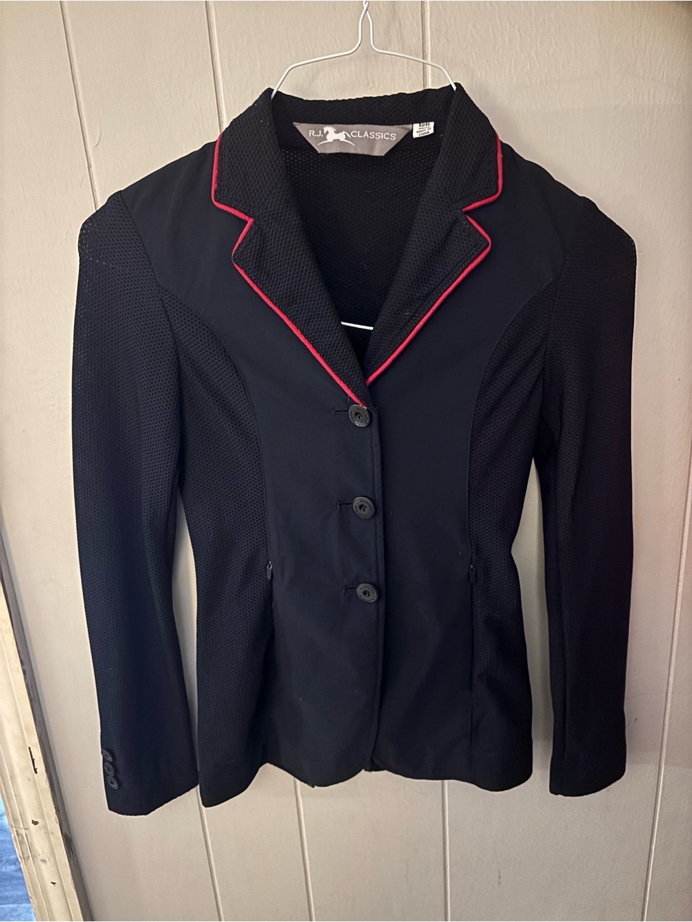 RJ Classics Kids Navy Mesh Show Jacket with Red Piping
